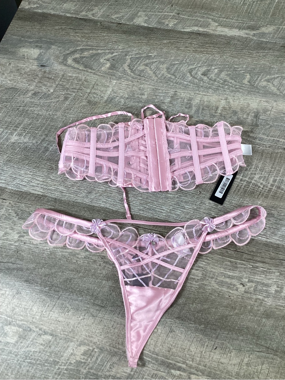 Lounge Kiara Pink Mesh Lingerie Set Size M NWT